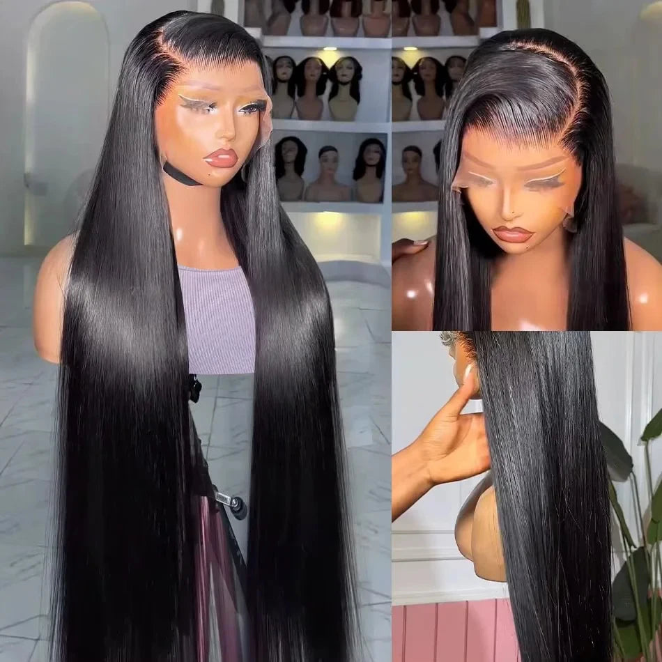 Ossilee 220 Density Pull Go Glueless Wigs with Elastic Drawstring Straight 13x6 HD Lace Front Human Hair Wigs Pre Cut Lace Wig