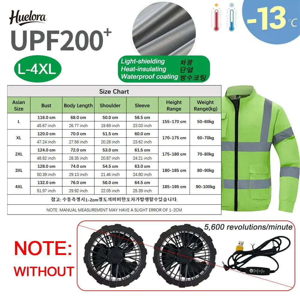 Cooling Air-Conditioned Workwear Hi-Viz Reflective Municipal Fan Jacket High-Visibility Safety Clothing for Construction Traffic