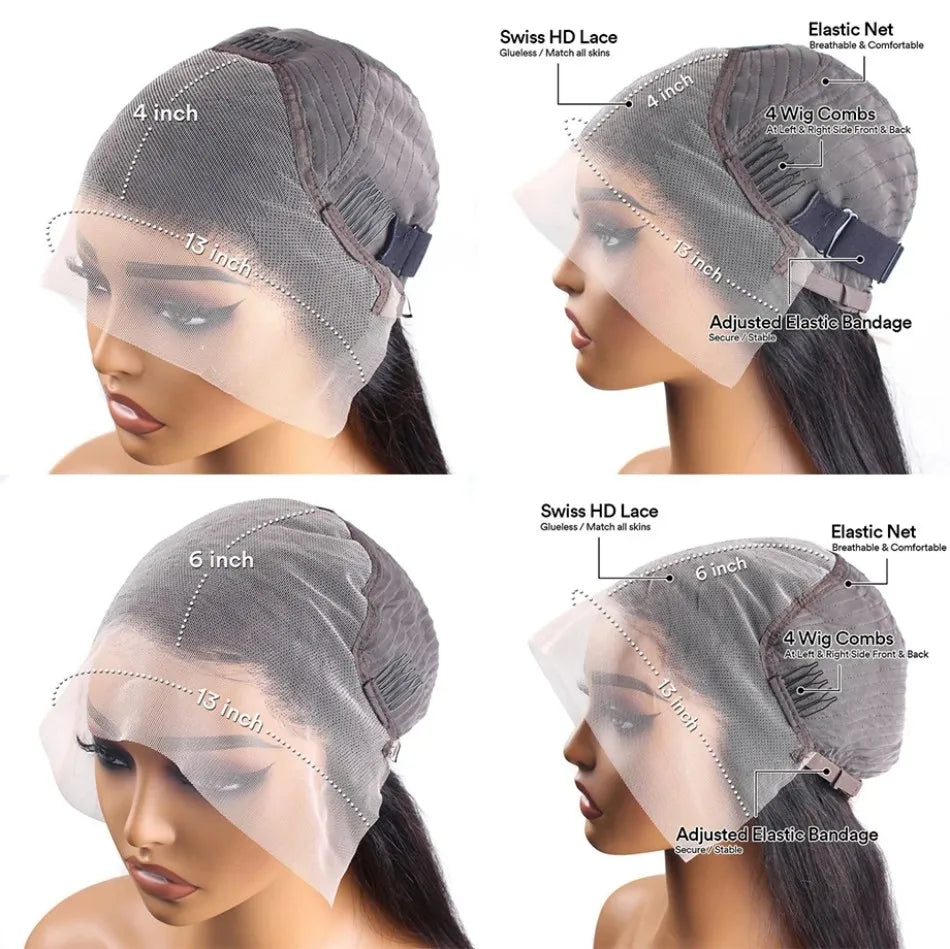 Balayage Brown Highlight 13x6 Hd Lace Frontal Wig Human Hair 30 Inch Pre Plucked Pre Cut Pre 220% Density 1b30 Human Hair Wigs
