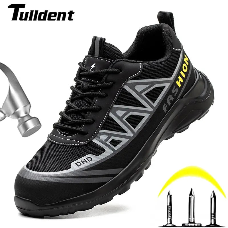 Fashion Sports Shoes Work Boots Puncture-Proof Safety Shoes Men Steel Toe Shoes Security Protective Shoes Indestructible