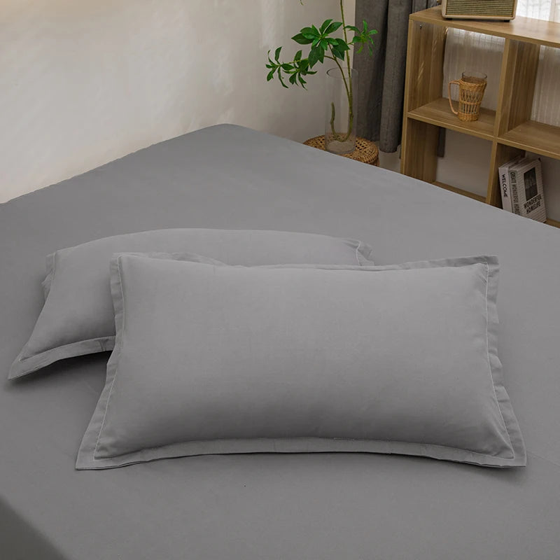 2pcs Pillowcase Decorative Cushion Cover Envelope Style White Gray Khaki Solid Color Home Body Pillow Case 48X74cm