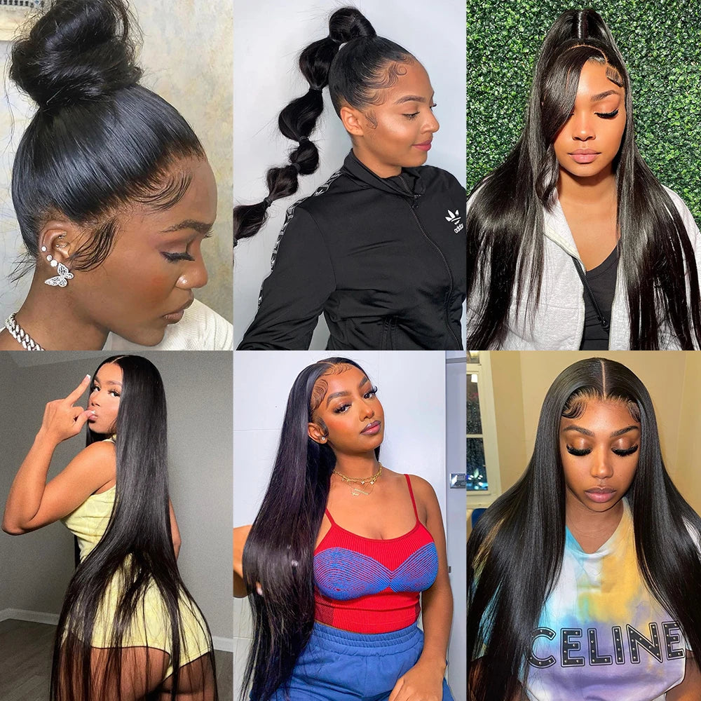 30 Inch 13x6 Lace Frontal Human Hair Bone Straight Wigs 180 Density Pre Plucked Brazilian 360 Lace Front Wig Remy Hair For Women