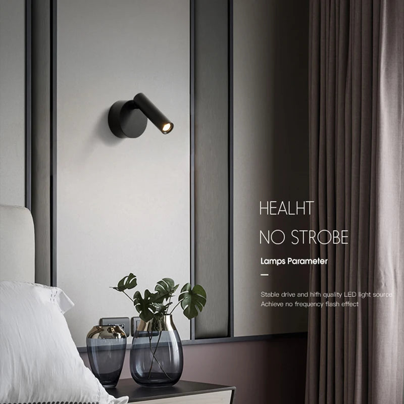 Modern Hotel Reading Indoor Wall Lamp LED Decoration Home Wall Lamp Luxury For Bedroom with switch Wall sconce Black/White/Gold