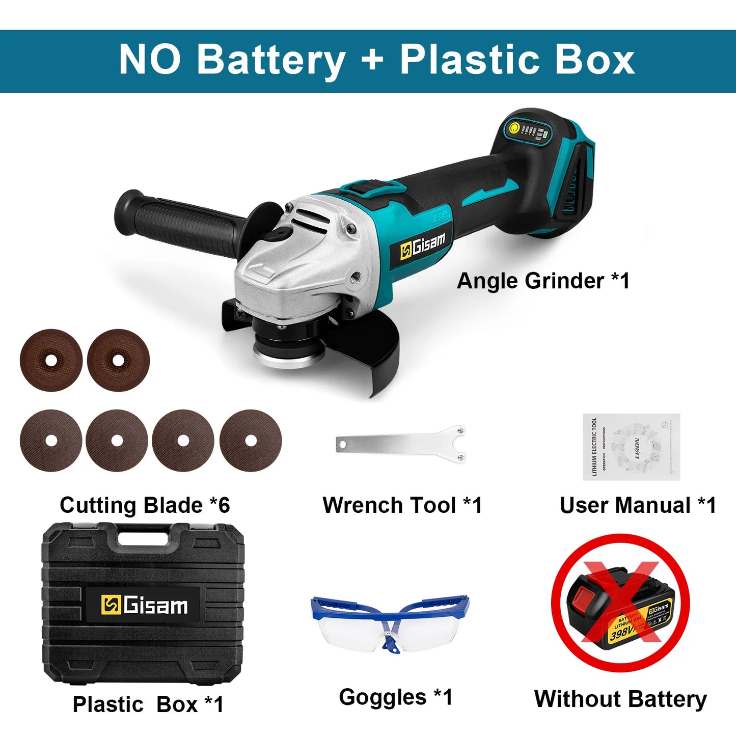 Gisam 125mm 4 Gears Brushless Angle Grinder Cordless Grinding Polishing Cutting Machine Power Tools For Makita 18V Battery Pin