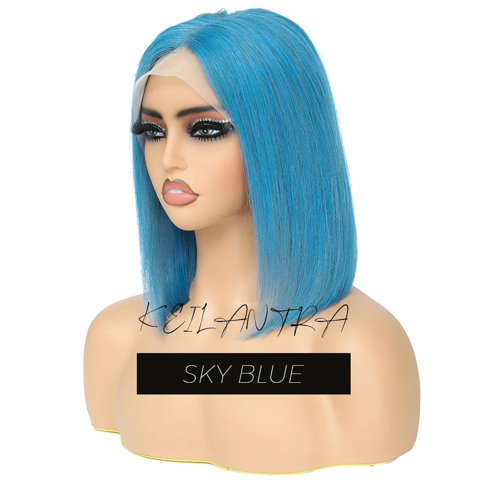 Lime Green Bob Lace Front Wigs Human Hair Wigs Green Wig Short Bob Wigs Straight 13X4 Colored Lace Frontal Wigs Rose Neon