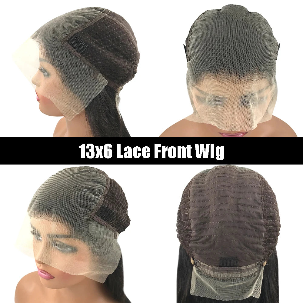 Ombre Brown Layered  Human Hair Wigs For Women Blowout Looks 13x6 Lace Frontal Wig Human Hair Pre-Cut Lace Wig With Curtain Bang