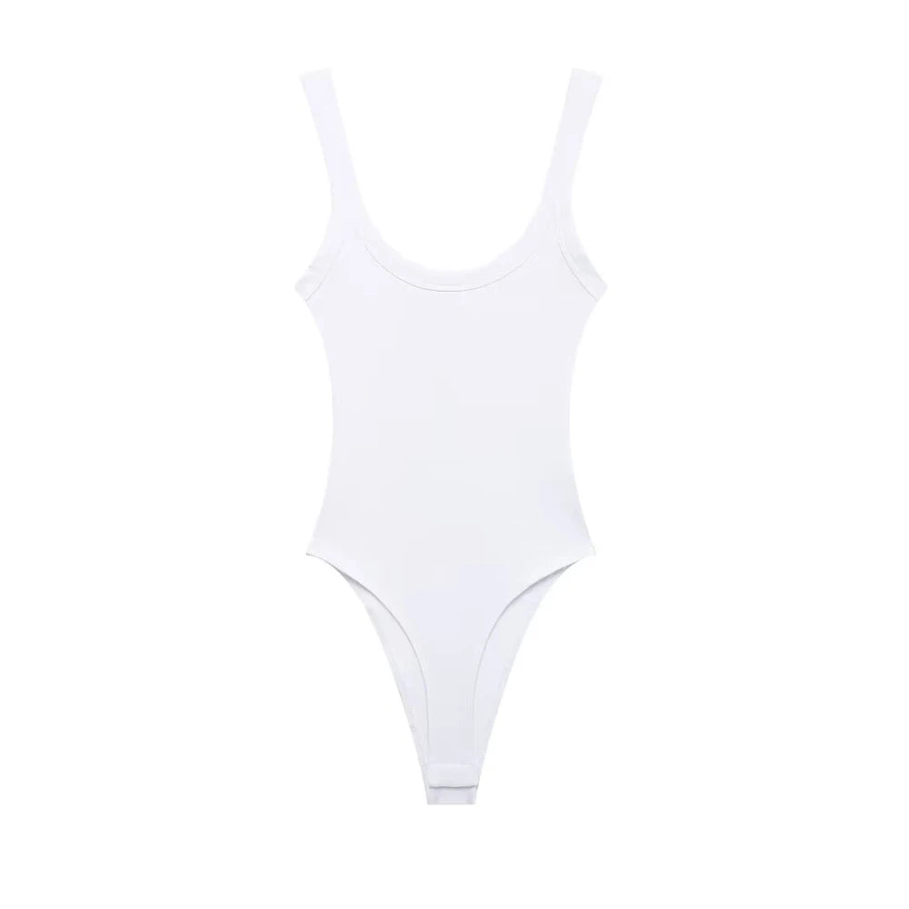 Skinny Ribbed Bodysuits for Women, O Neck, Straps, Snap-Button, Female Playsuits, Sexy Fashion