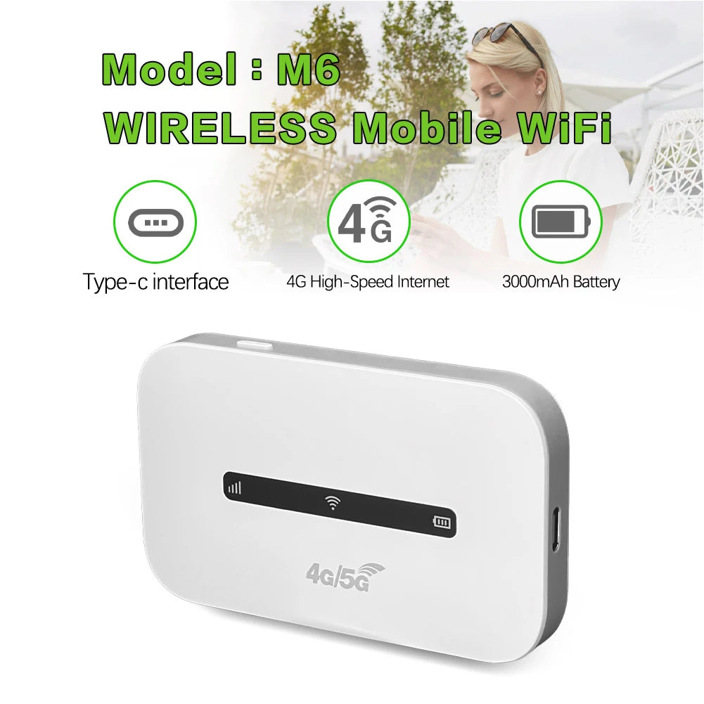 4G LTE Portable WiFi Hotspot 3000mAh 150Mbps Wireless Internet Router with SIM Card Slot Pocket Mobile Hotspot for Car Travel