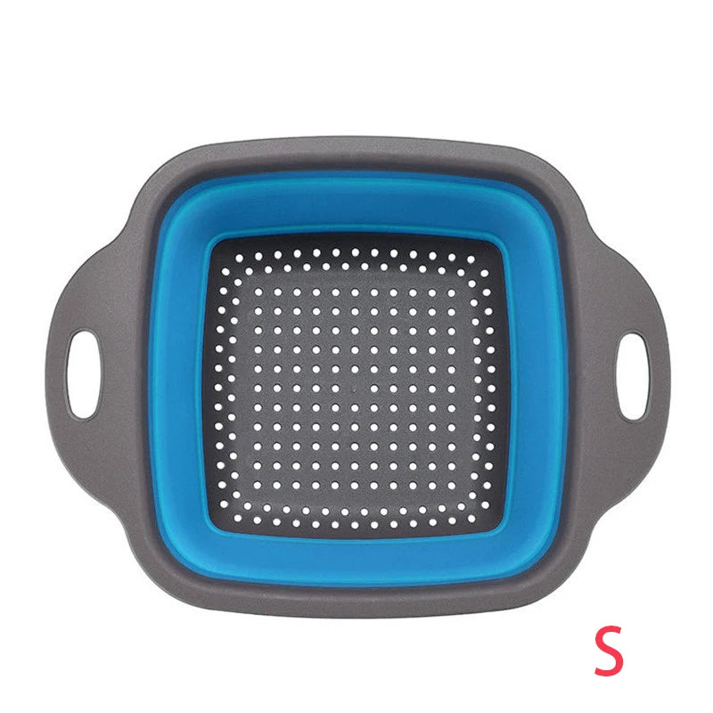 LMETJMA Square Collapsible Colander Silicone Kitchen Foldable Colander  Food Vegetable Fruit Strainers Drainer JT39