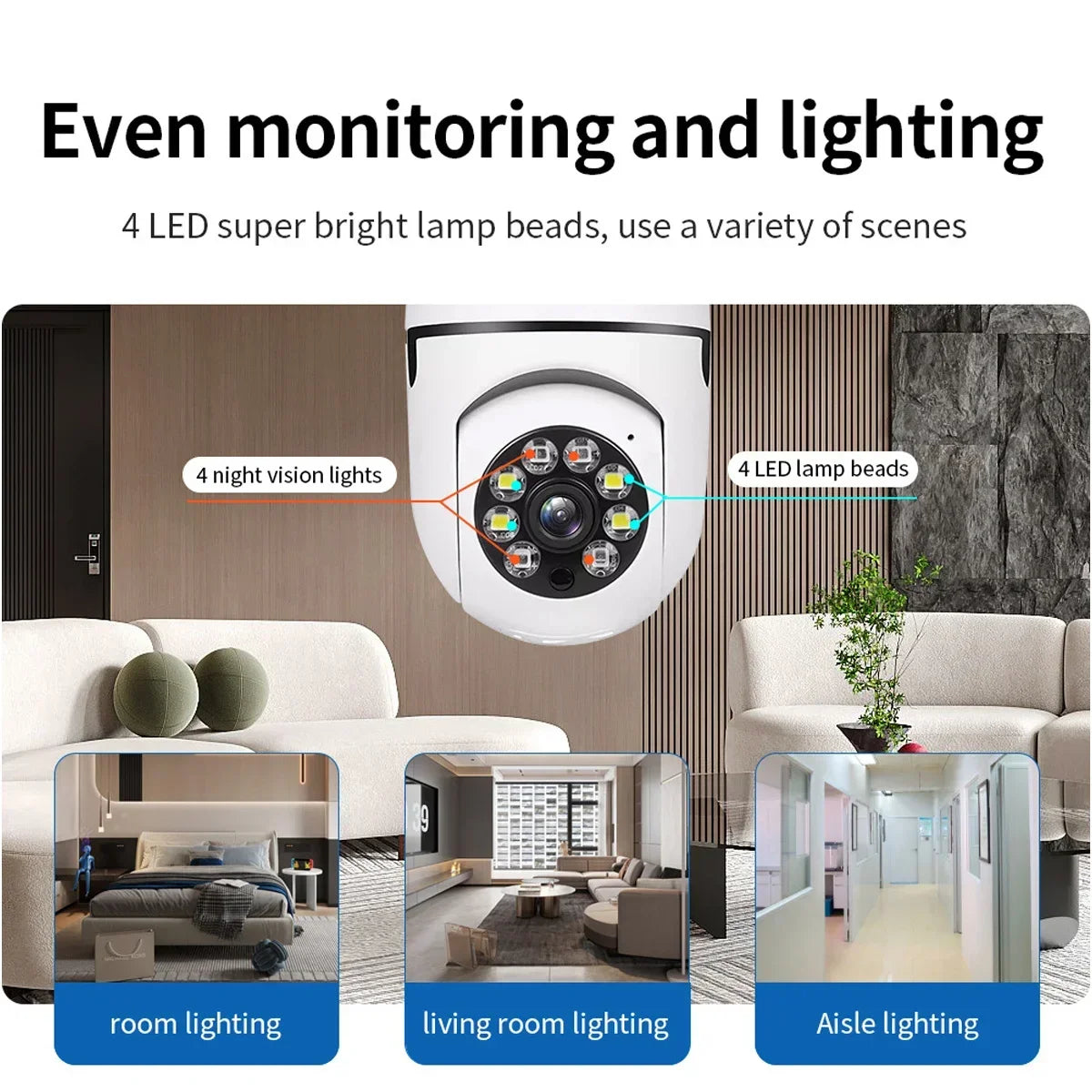 E27 Bulb 8MP Wireless Wifi Surveillance Camera Full Color Video Night Vision HD Automatic Human Tracking CCTV Security IP Camera