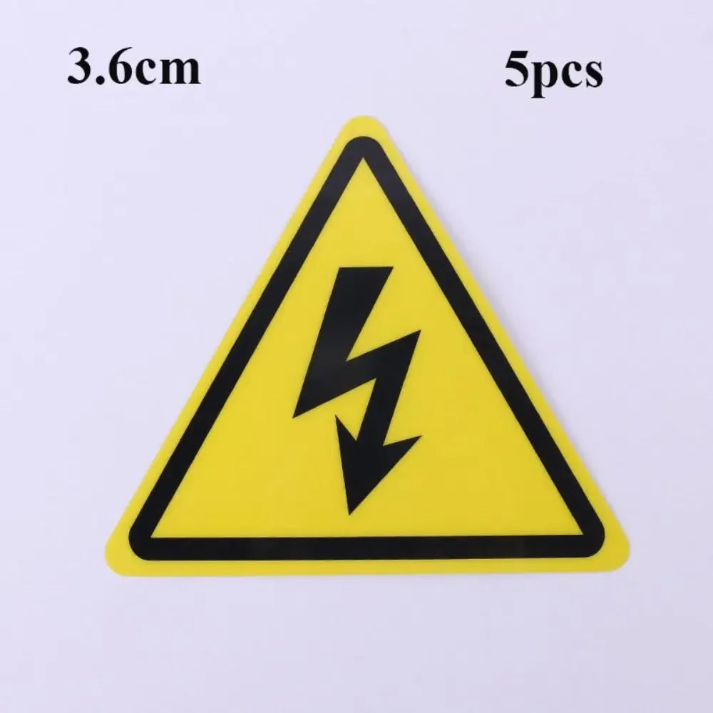 5Pcs PVC Warning Sticker Electrical Shock Hazard Adhesive Labels 3.6/5/8/10/15cm Yellow Danger Electric Box Notice Decal