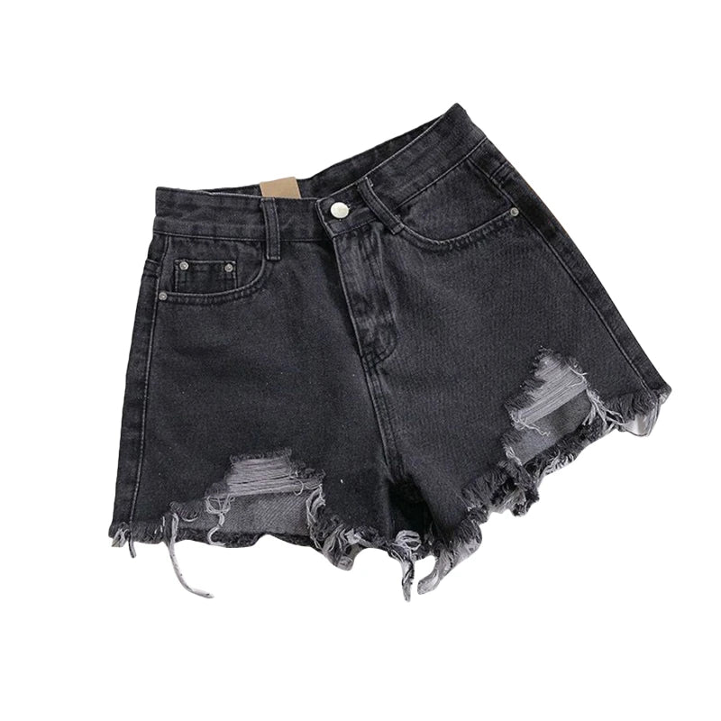A-line Denim Hot Pants Women High Waist Solid Summer Wide Leg Short Jeans Female Street Outfit Clothes Casual Basic Pant