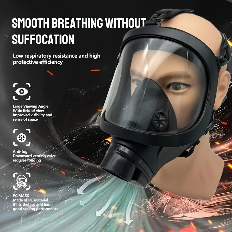 MF14 Full Gas Mask Reusable respirator -hypoallergenic plastic, self-priming filterzipper closure for industrial and scientific