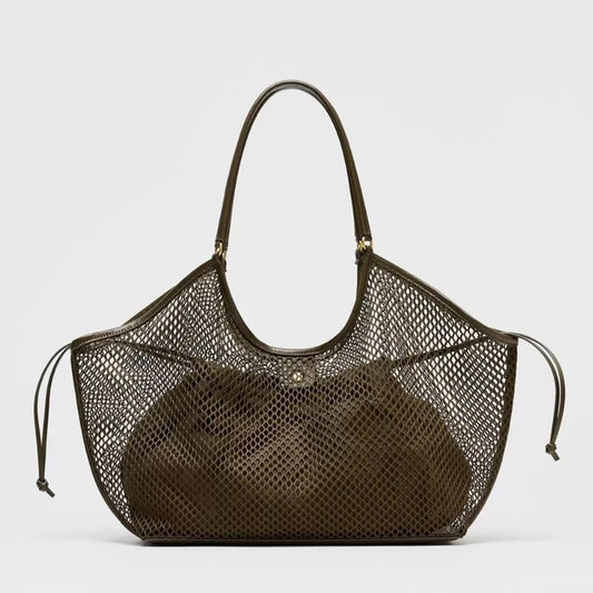 Hollow Mesh Wing Tote Bag Luxury Designer Shoulder Bags for Women Large Capacity Fishing Net Handbag Top Handle Shopper Purses