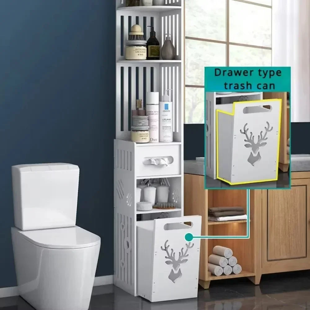 Bathroom Storage Cabinet Large Capacity Narrow Seam Storage Rack Waterproof Storage Rack Bathroom Floor Standing Storage Rack