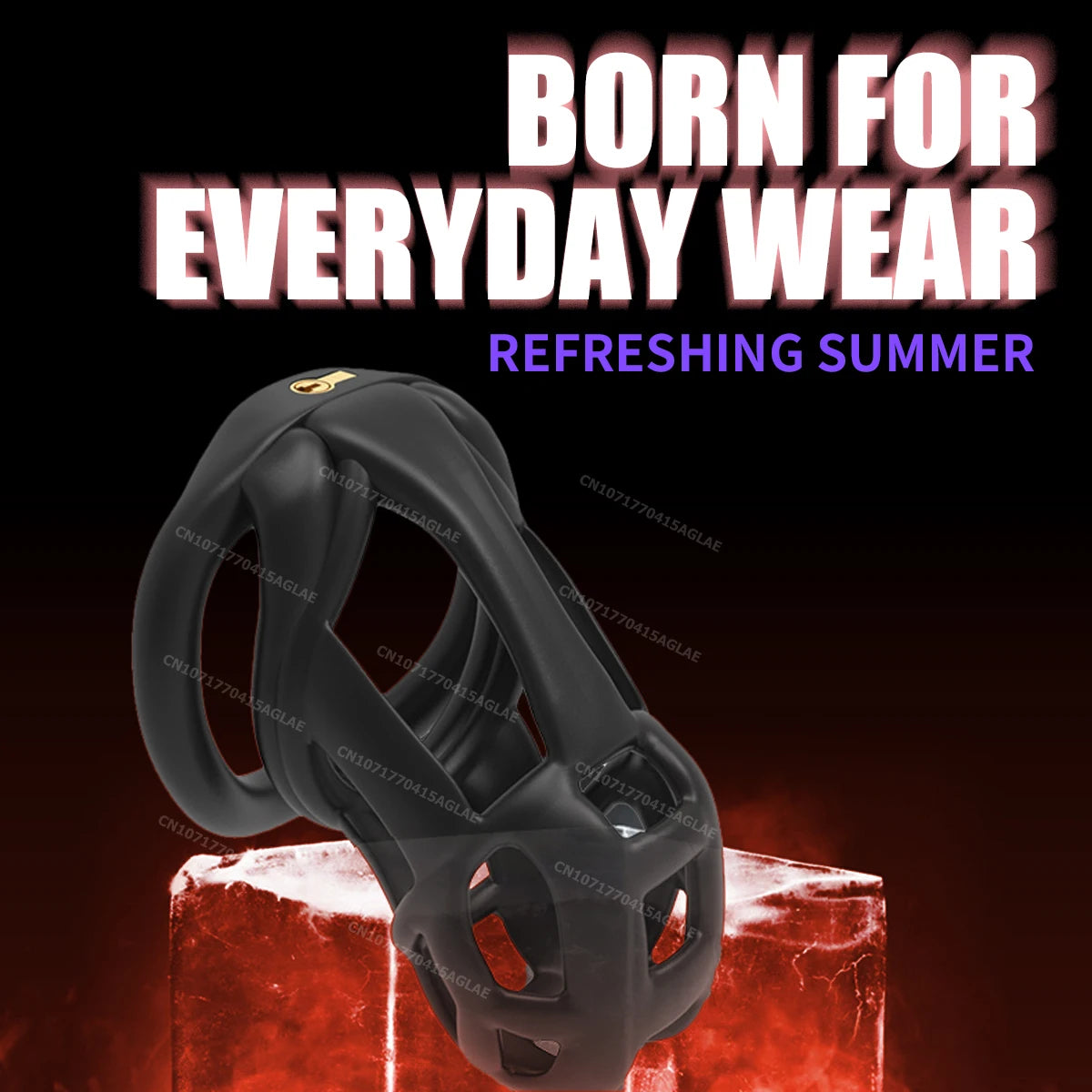 HESEKS Chastity Lock Cock Cage 3D Invisible Lock with 4 Arc Ring Testicle Chastity Belt BDSM Toy Hentai Bondage Fetish SexToys