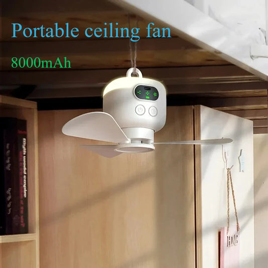 Portable ceiling fan 8000mAh outdoor camping fan tent ventilation cooler rechargeable electric fan foldable fan blades