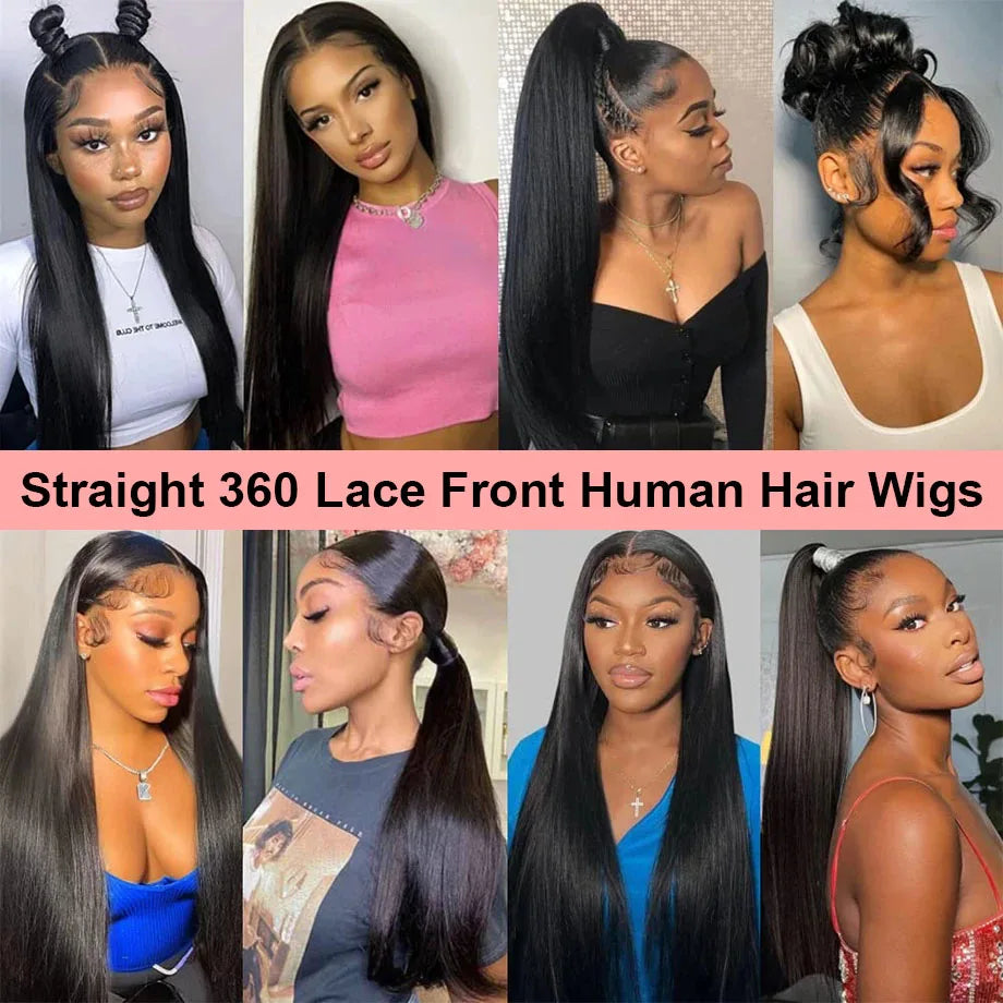 30 Inch 13x6 Lace Frontal Human Hair Bone Straight Wigs 180 Density Pre Plucked Brazilian 360 Lace Front Wig Remy Hair For Women