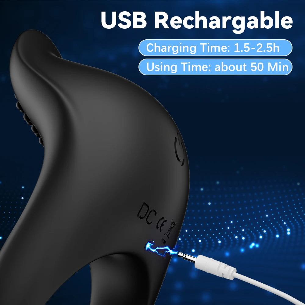 Cock Ring Lasting Ejaculation Delay Vibrating Ring Semen Lock Ring Stimulator Massager Cock Ring Couple Gay Penis Ring Adult Toy