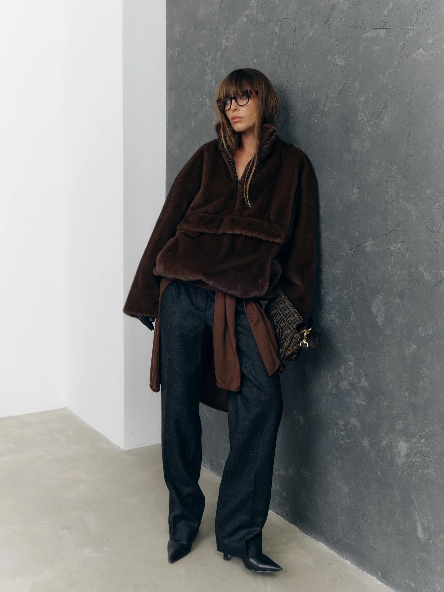 Designer Faux Fur Coat, New Winter Style, Warm Pullover Zipper Top Simple Stylish And Elegant