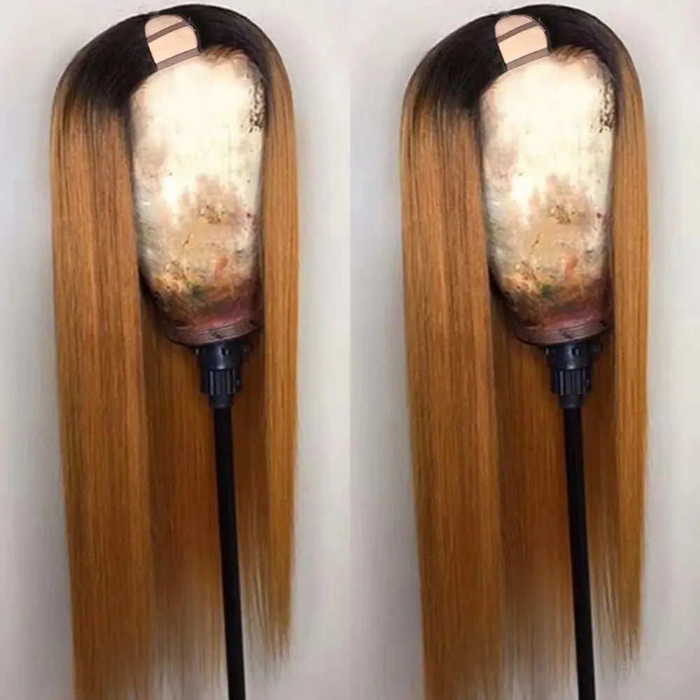 1b27 Ombre V Part Wig Human Hair Perruque Human Hair Wig Honey Blonde Wig Brazilian Straight Ombre Blonde U Part Human Hair Wigs