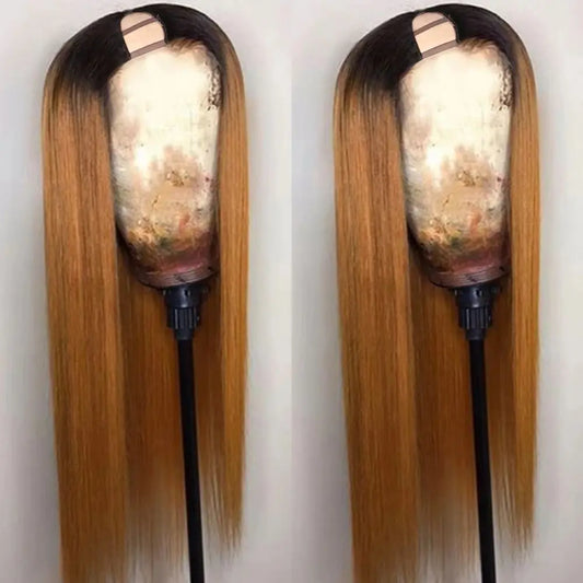 1b27 Ombre V Part Wig Human Hair Perruque Human Hair Wig Honey Blonde Wig Brazilian Straight Ombre Blonde U Part Human Hair Wigs