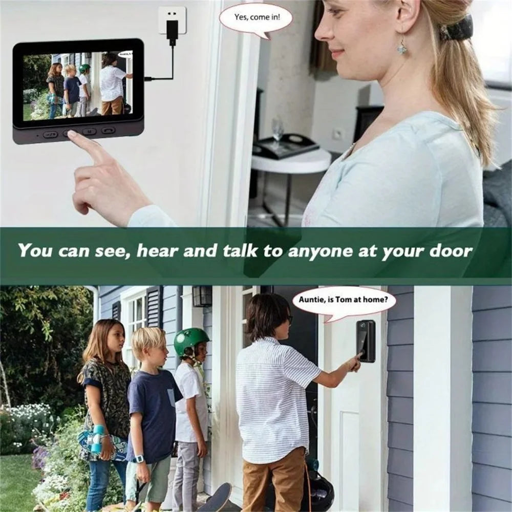 Wireless Video Doorbell Camera Bundle Smart Security System with Night Vision 2.4G WiFi HD Motion Detection And Cloud Storage