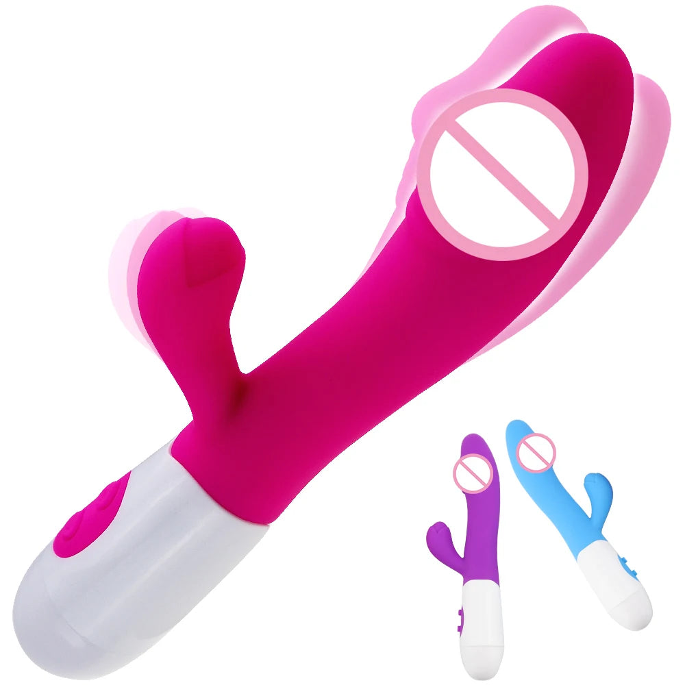 Rabbit Dildo Vibrator Dual Vibration Women's G-Spot Vaginal Clitoral Stimulation Massager for Adult Female Masturbation Sex Toy