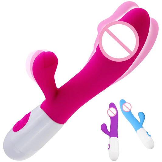 Rabbit Dildo Vibrator Dual Vibration Women's G-Spot Vaginal Clitoral Stimulation Massager for Adult Female Masturbation Sex Toy