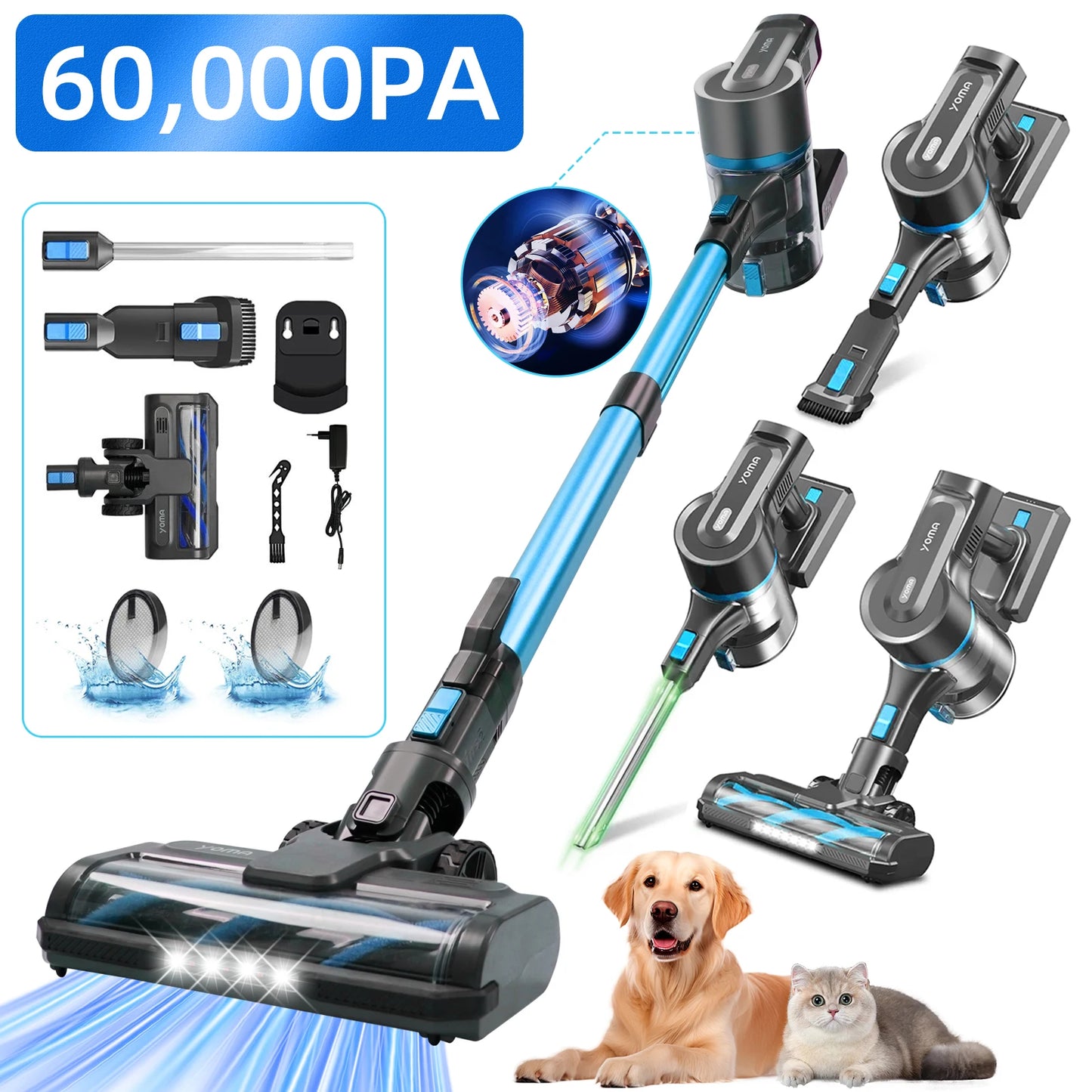 Grenintol 350W 60Kpa Suction Power Handheld Cordless Wireless Vacuum Cleaner for Home Appliance 1.2L Dust Cup Removable Battery