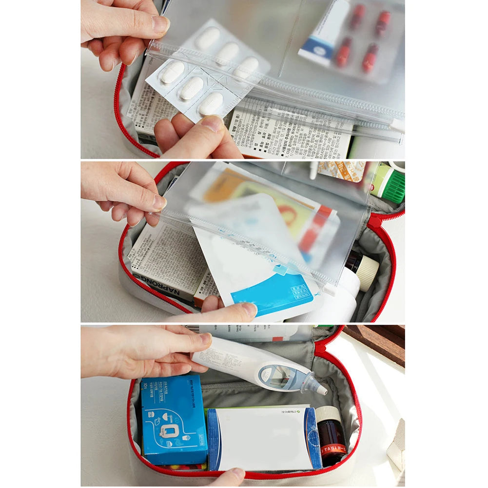 900D Oxford First Aid Kit Compartment Medicine Classification Storage Bag with Handle Waterproof Large Capacity for Outdoor Home