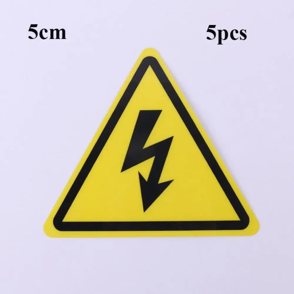 5Pcs PVC Warning Sticker Electrical Shock Hazard Adhesive Labels 3.6/5/8/10/15cm Yellow Danger Electric Box Notice Decal