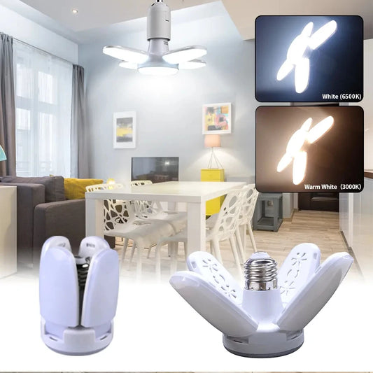 E27 Fan Shape LED Bulb AC85-265V 28W Foldable Led Light Bulb Lampada For Home Living Room Warehouse Garage Ceiling Light
