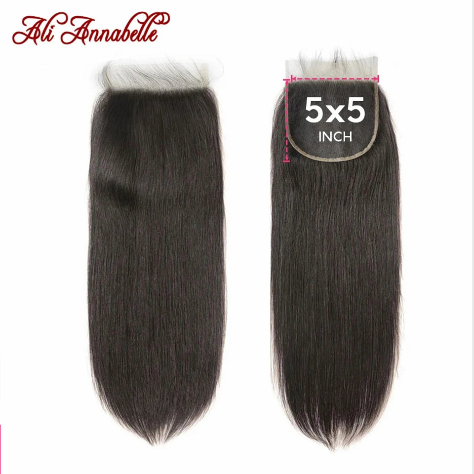 5x5 HD Lace Closure Brazilian Straight Human Hair Lace Closure 100% Human Hair Middle Free Part 5x5 Lace Closure