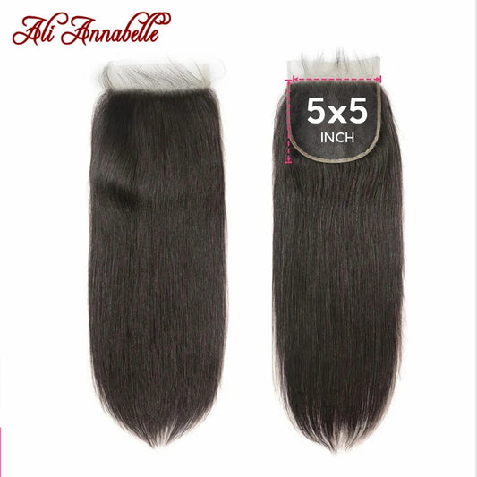 5x5 HD Lace Closure Brazilian Straight Human Hair Lace Closure 100% Human Hair Middle Free Part 5x5 Lace Closure