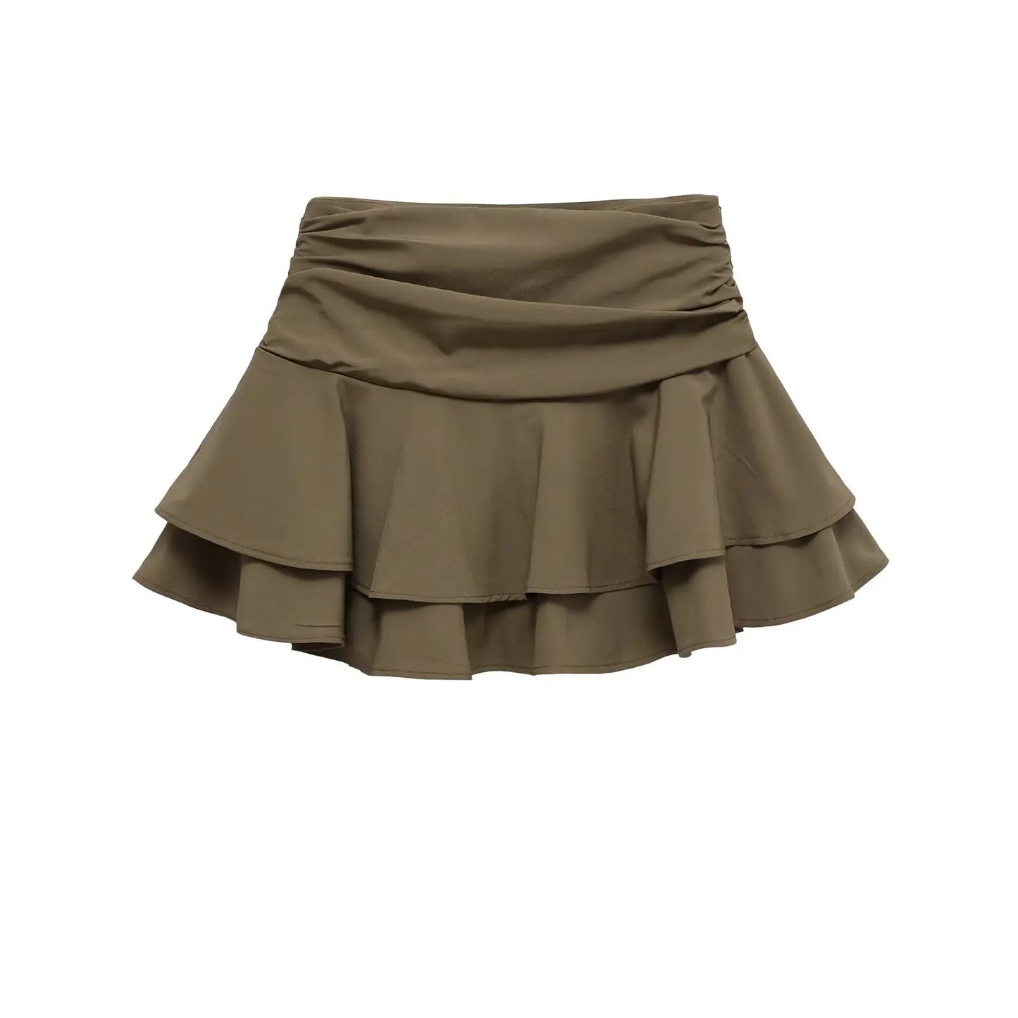 ETJ 2025  women's summer new sexy fashion hot girl style flouncy stacked decoration mid-waist short skirt pants