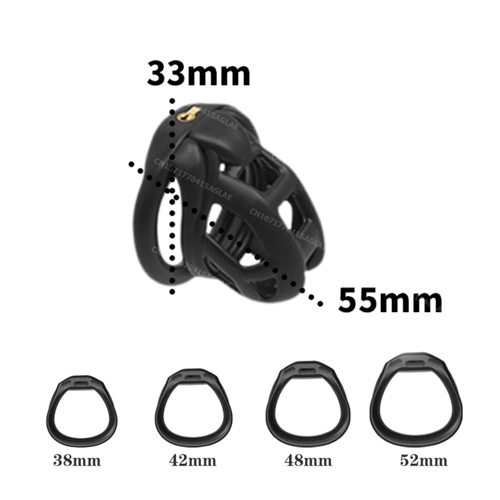 HESEKS Chastity Lock Cock Cage 3D Invisible Lock with 4 Arc Ring Testicle Chastity Belt BDSM Toy Hentai Bondage Fetish SexToys