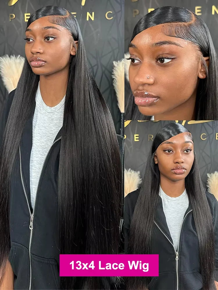 250Density 30 40 Inch HD Transparent Wigs 13x6 Bone Straight Lace Front Human Hair Wigs 13x4 Brazilian Pre Plucked Wig For Women