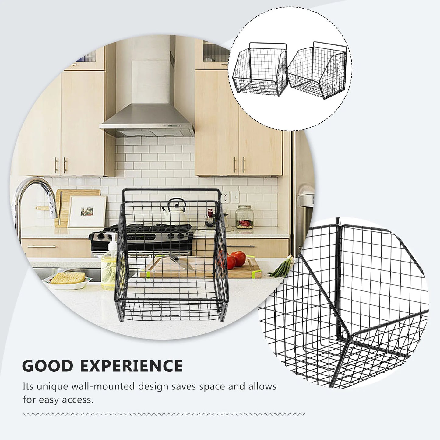 Wall Mounted Double Layer Kitchen Storage Metal Carbon Steel Vegetable ganizer Baskets For Mount Storage Holders Racks Wall