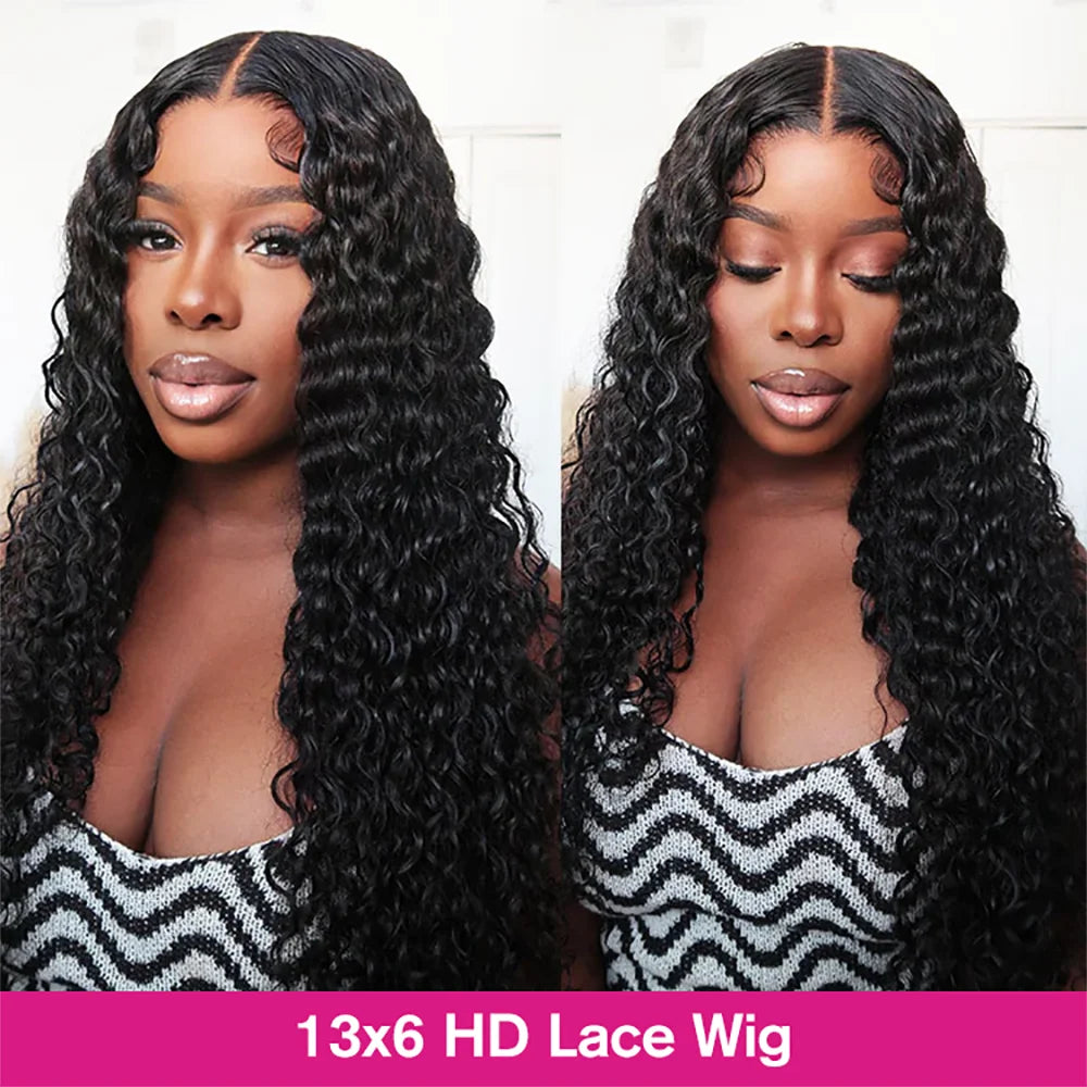 300 Density Water Wave Glueless Wig Human Hair Curly 13x6 HD Lace Frontal Wig Deep Wave 7x5 Glueless Wigs Human Hair For Women