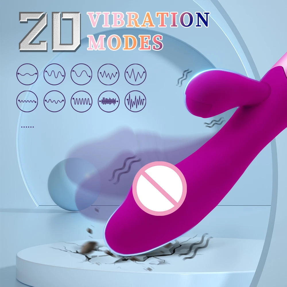 Rabbit Dildo Vibrator Dual Vibration Women's G-Spot Vaginal Clitoral Stimulation Massager for Adult Female Masturbation Sex Toy