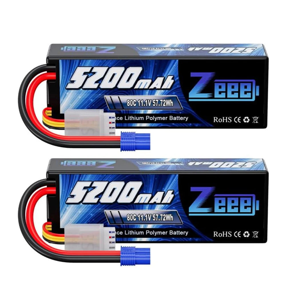 1/2pcs Zeee 3S 5200mAh Lipo Battery 11.1V 80C with T/XT60/EC3/5 Plug Hardcase for RC Car Buggy Truck FPV Drone RC Model Parts