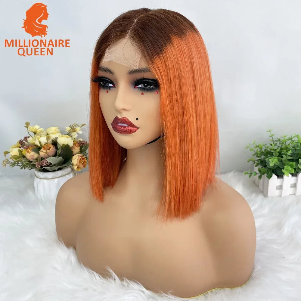 Highlight P4/30 Brown Vietname Bone Straight Bob Wig Super Double Drawn Human Hair 2x6 Glueless Lace Closure Wig For Black Women