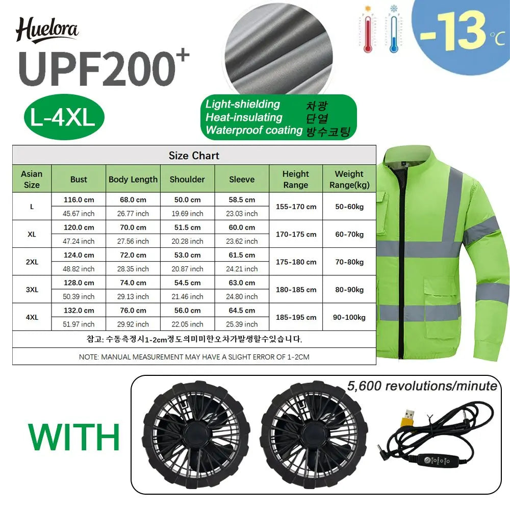 Cooling Air-Conditioned Workwear Hi-Viz Reflective Municipal Fan Jacket High-Visibility Safety Clothing for Construction Traffic