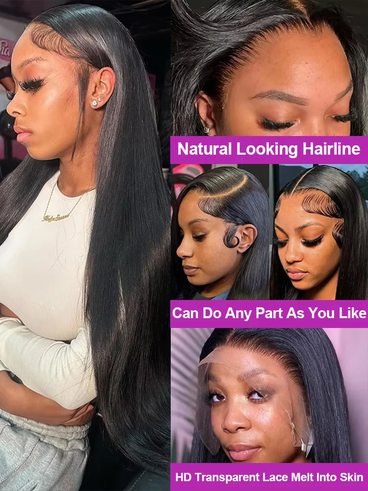40 46 Inch Bone Straight Lace Front Wig 13x4 13x6 HD Lace Frontal Human Hair Brazilian 7x5 Hd Glueless Wigs Human Hair For Women