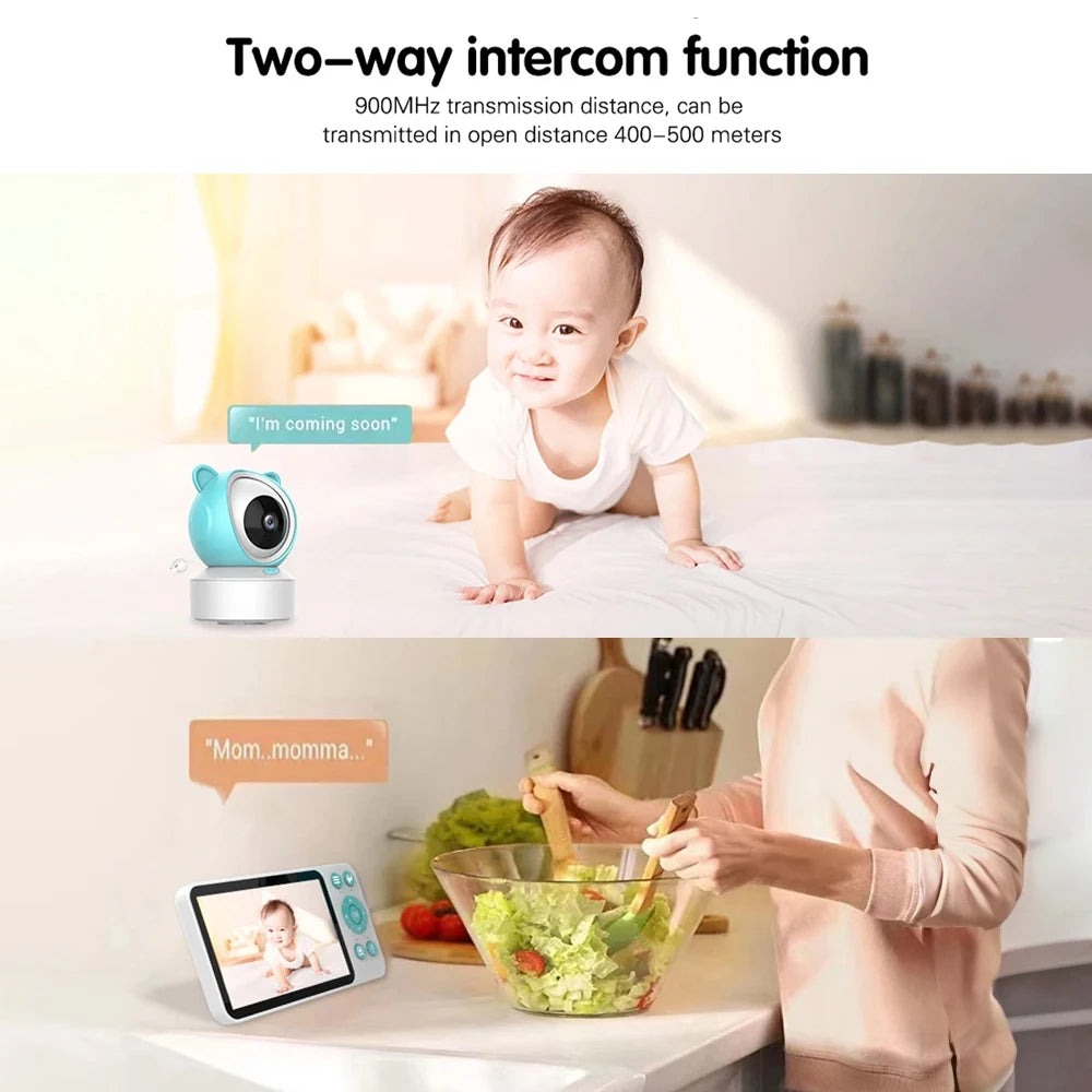 Tuya Smart Video Baby Monitor HD 5" IPS Display No Red Night Exposure Night Vision WiFi 1080P Infant Camera with 64G TF Card