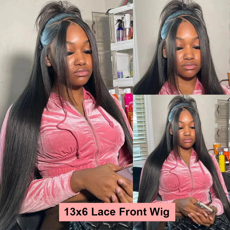30 Inch 13x6 Lace Frontal Human Hair Bone Straight Wigs 180 Density Pre Plucked Brazilian 360 Lace Front Wig Remy Hair For Women