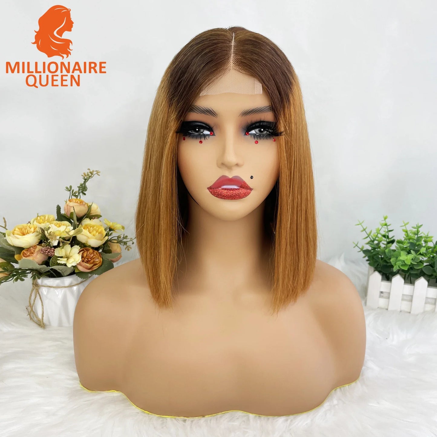 Highlight P4/30 Brown Vietname Bone Straight Bob Wig Super Double Drawn Human Hair 2x6 Glueless Lace Closure Wig For Black Women