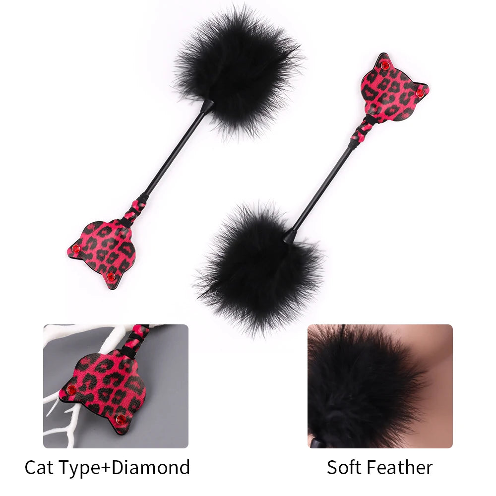 2pcs BDSM Restraints Kits Cat Head Tickle and Blindfold SM Bondage Set for Women Gift for Her Christmas Gift