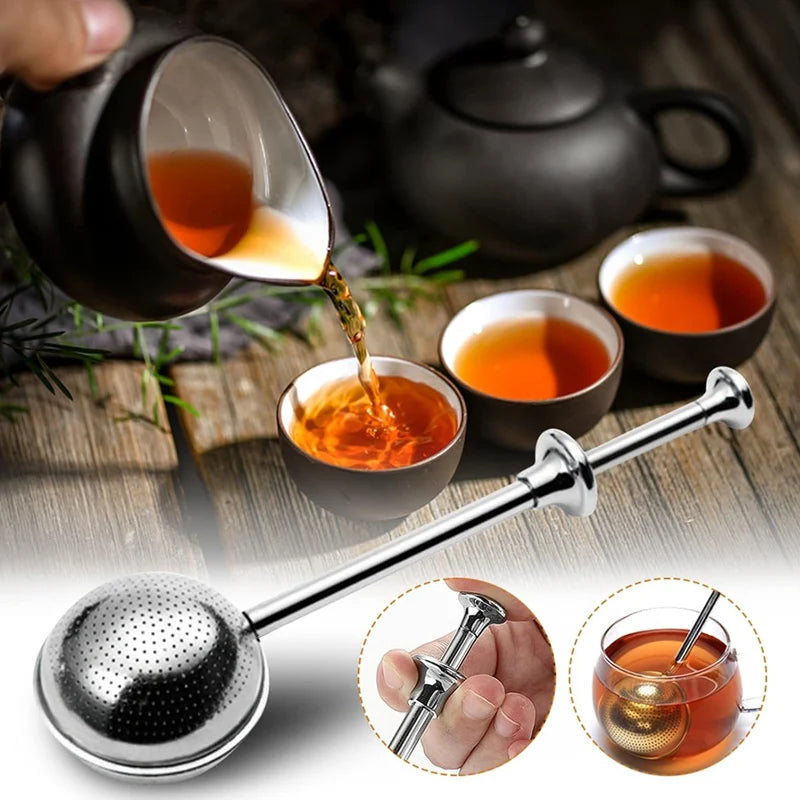 Stainless Steel Tea Strainer Ball, Spice Sugar Shaker for Baking, Reusable Spice, Tea Infuser Filter with Adjustable Handle